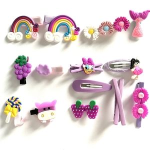 14 pcs/set Cartoon Rainbow Hair Pin Handmade for Girls Kids Hair Accesso…